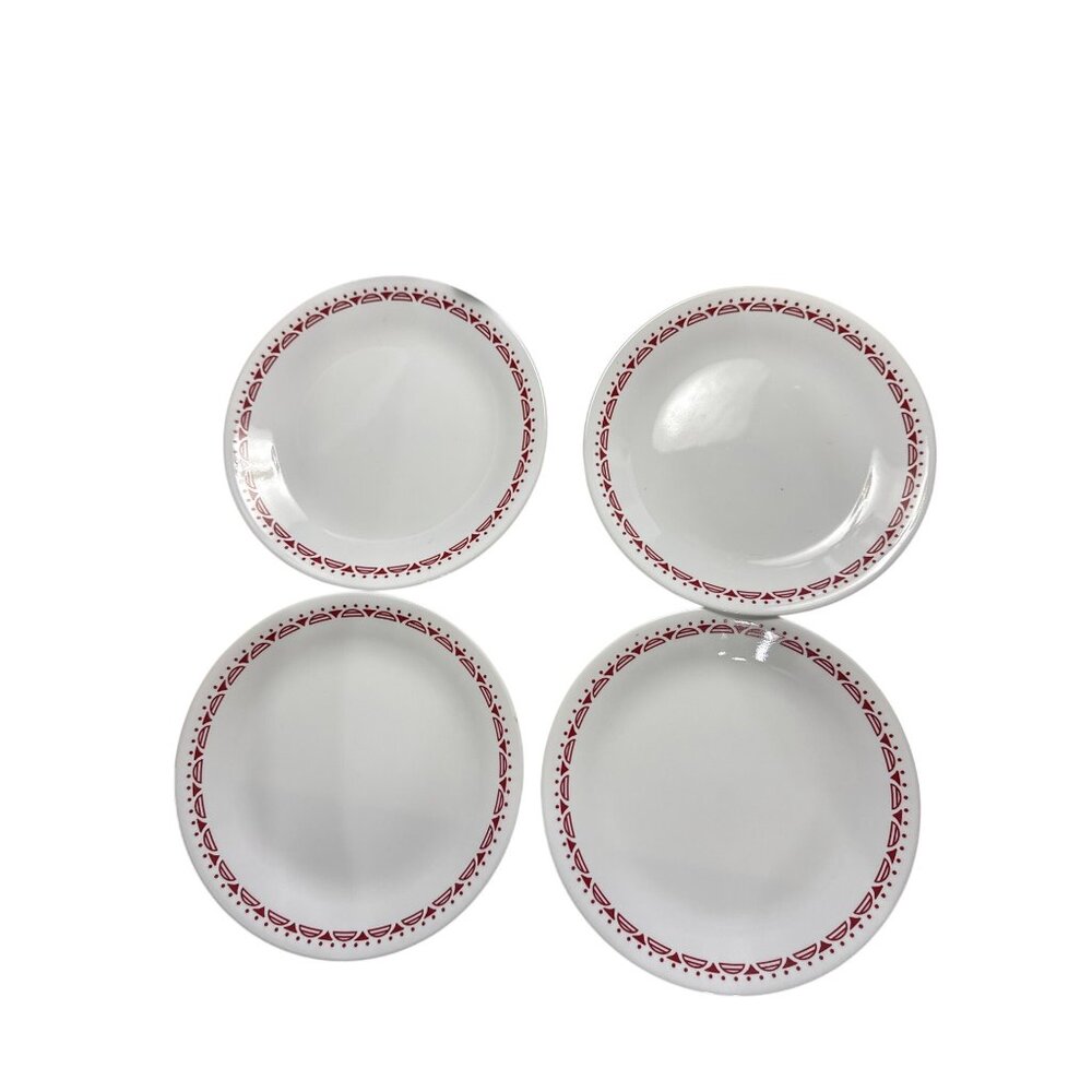 Corelle By Corning Red Cordova Lunch Plates Set of 4 Vintage